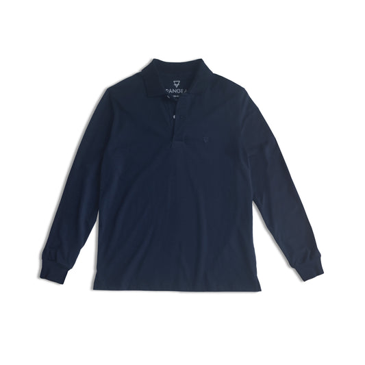 Polo camisero manga larga azul
