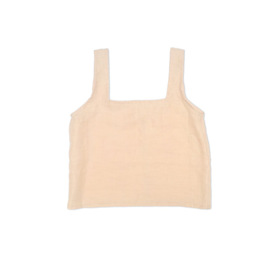 Top de lino teñido con tinte natural color amarillo claro
