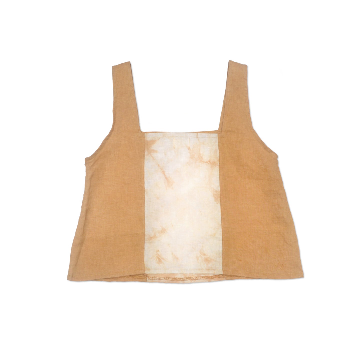 Top de lino teñido con tinte natural y diseño en el centro